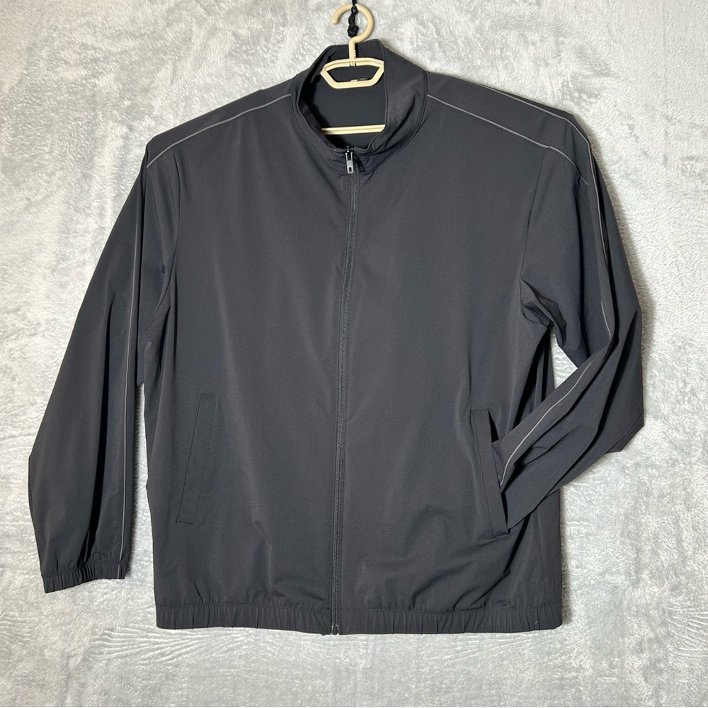 Uniqlo Jacket Mens XL Black Mock Neck Stretch Pockets Windbreaker‎ Athletic Zip